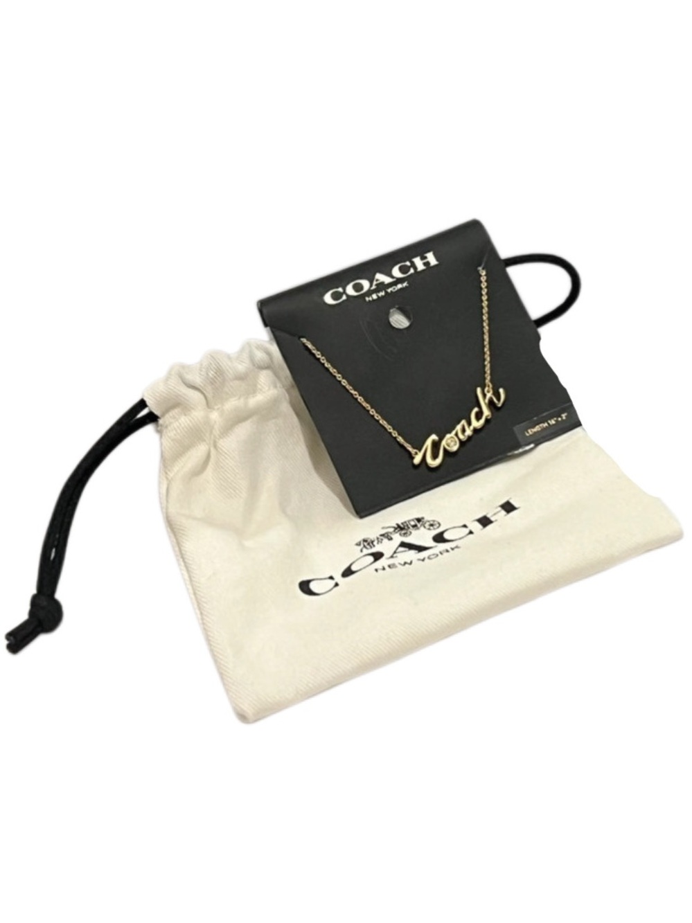 Coach Crystal Accent Logo Script Necklace